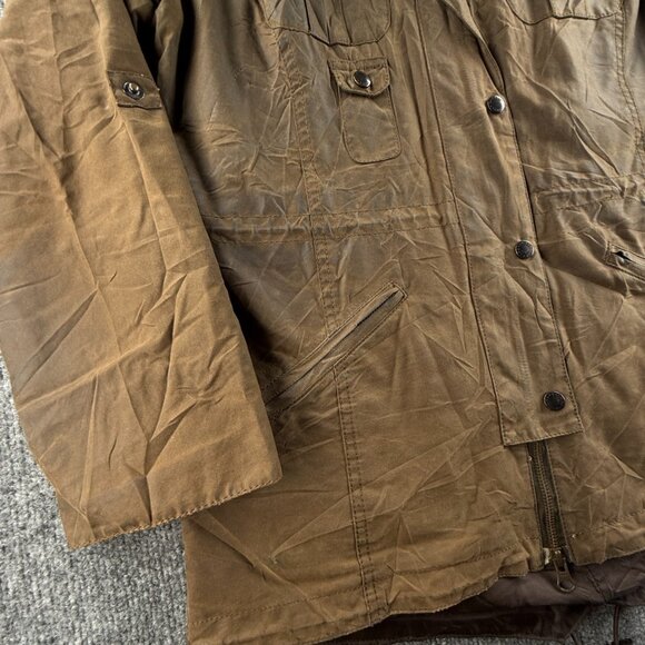 Barbour Winter Force Parka Fleece Lined USA Size 8 Waxed Jacket Women Brown - Picture 4 of 16